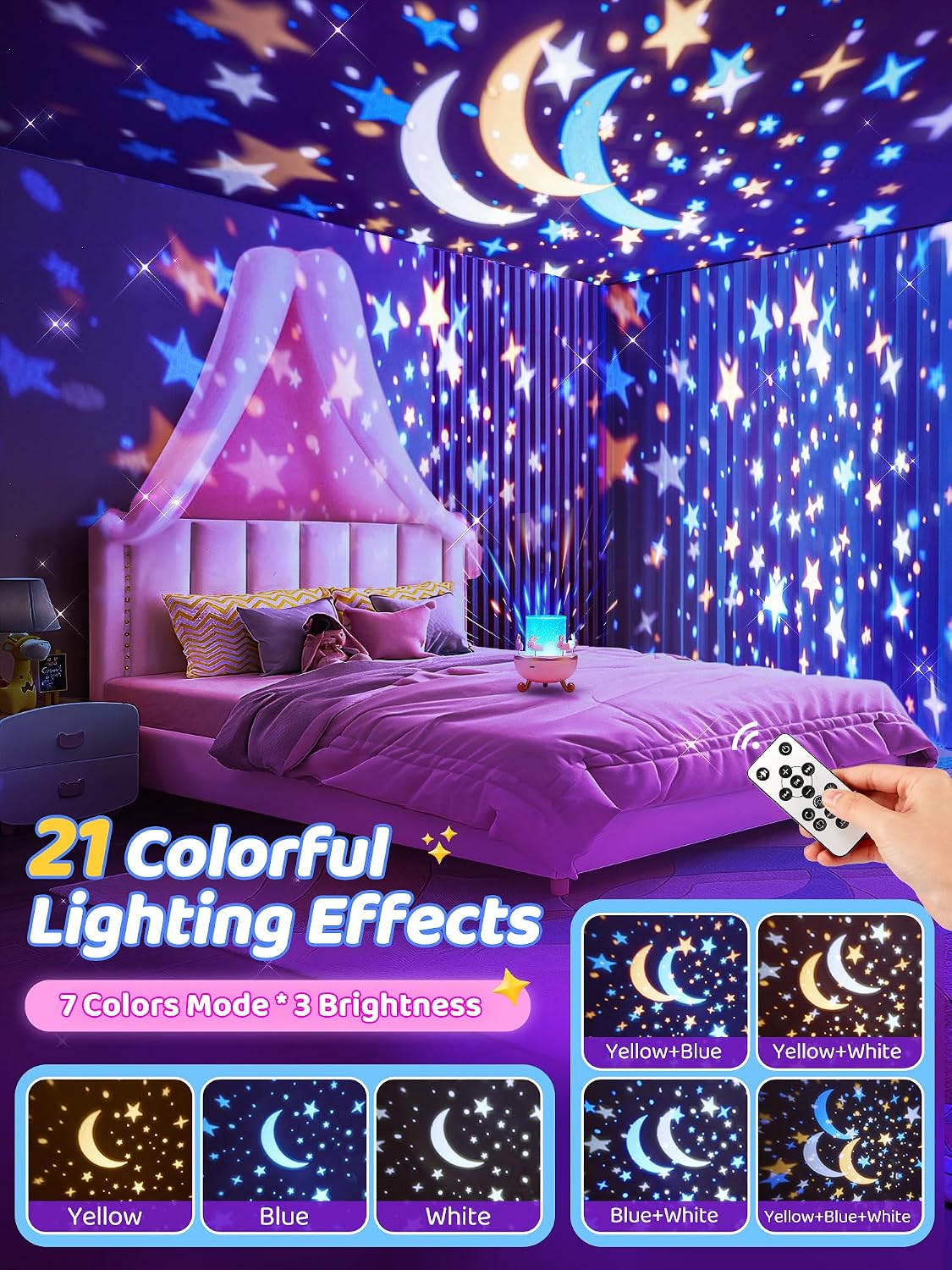 Carousel Night Light for Kids,15 Sounds&15 Films Star Projector,Gifts