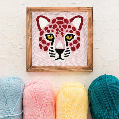 Pink Leopard DIY Punch Needle Embroidery Kit for Adult Beginner, 9.4" Pink Leopard Punch Stitching Craft Set for Starter with Frame, Fabric Pattern, Threader, Yarn, Pinch Needle
