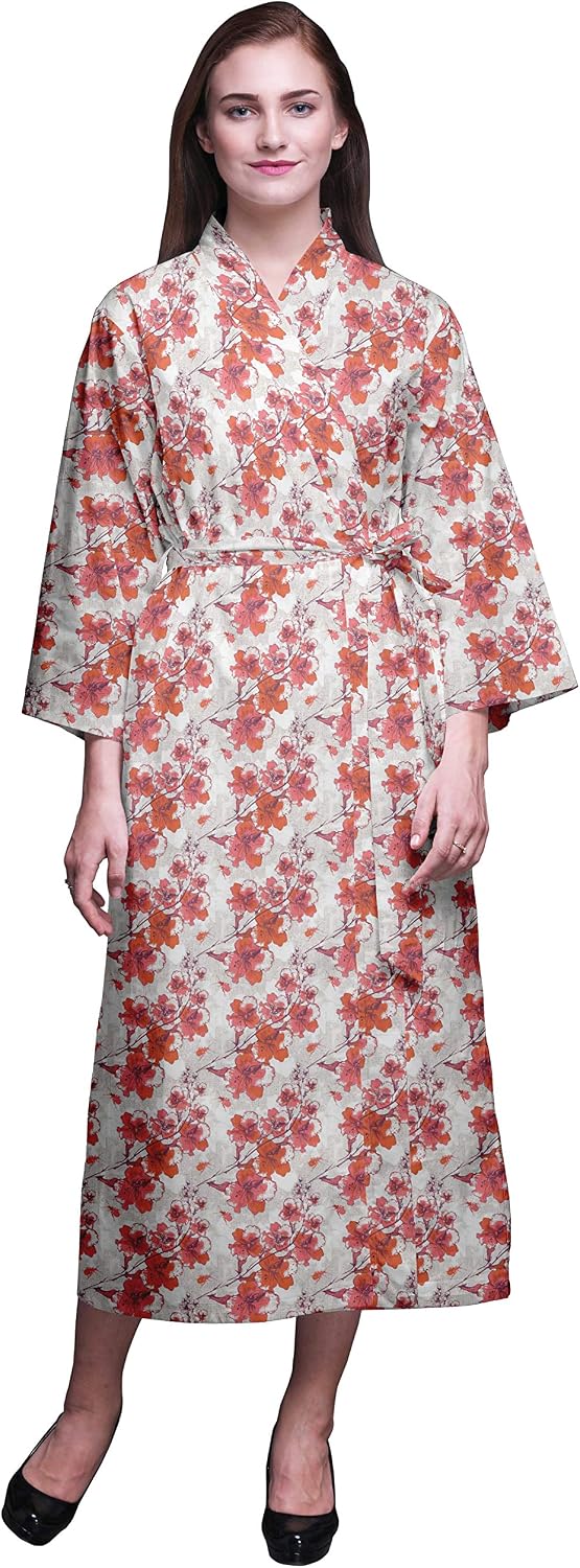 Long Robes for Women Printed Bride Getting Ready Bridesmaid Robes Cotton Bathrobes