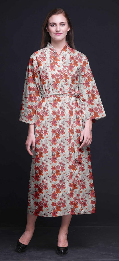 Long Robes for Women Printed Bride Getting Ready Bridesmaid Robes Cotton Bathrobes