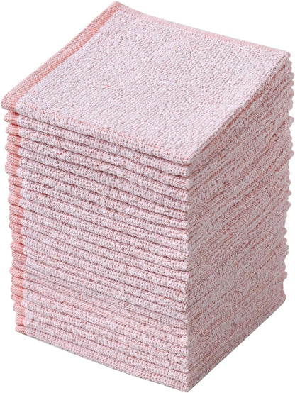 Pack of 24 Kitchen Dish Cloths, Cotton Shop Rags, 11x11 Inches, Absorbent Cleaning Dish Rags for Home and Kitchen (24, Pink)