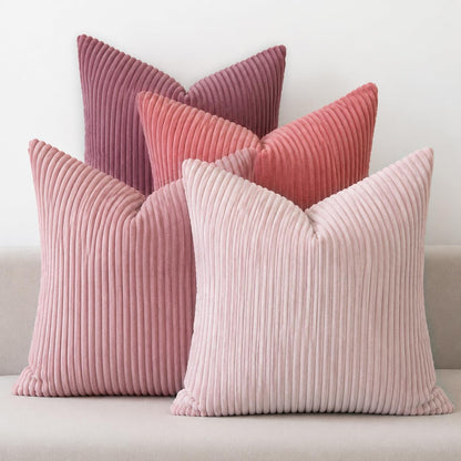 Decorative Corduroy Throw Pillow Covers 18x18 Inch Rose Pink