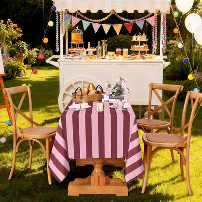 Table Cloth Red and Pink Striped Tablecloth - 57 x 84 Inch Romantic Waterproof Tablecloths Rectangle Polyester Table Covers for Birthday Wedding Ceremony Banquet Picnic Party Decorations