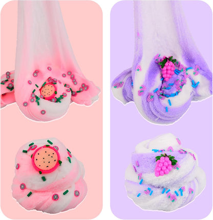 Prefilled Rabbit Jelly Cube Clear Crystal Slime Pack, Stretchy Non Sticky, Pink Bunny Slime with Heart Add-ins, Kids Party Favors, Classroom Rewards, Fidget Toy