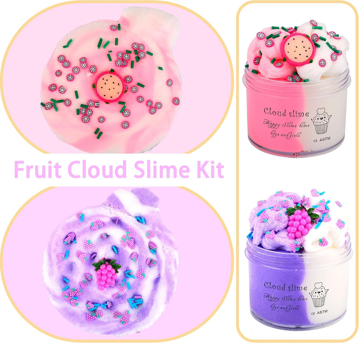 Prefilled Rabbit Jelly Cube Clear Crystal Slime Pack, Stretchy Non Sticky, Pink Bunny Slime with Heart Add-ins, Kids Party Favors, Classroom Rewards, Fidget Toy