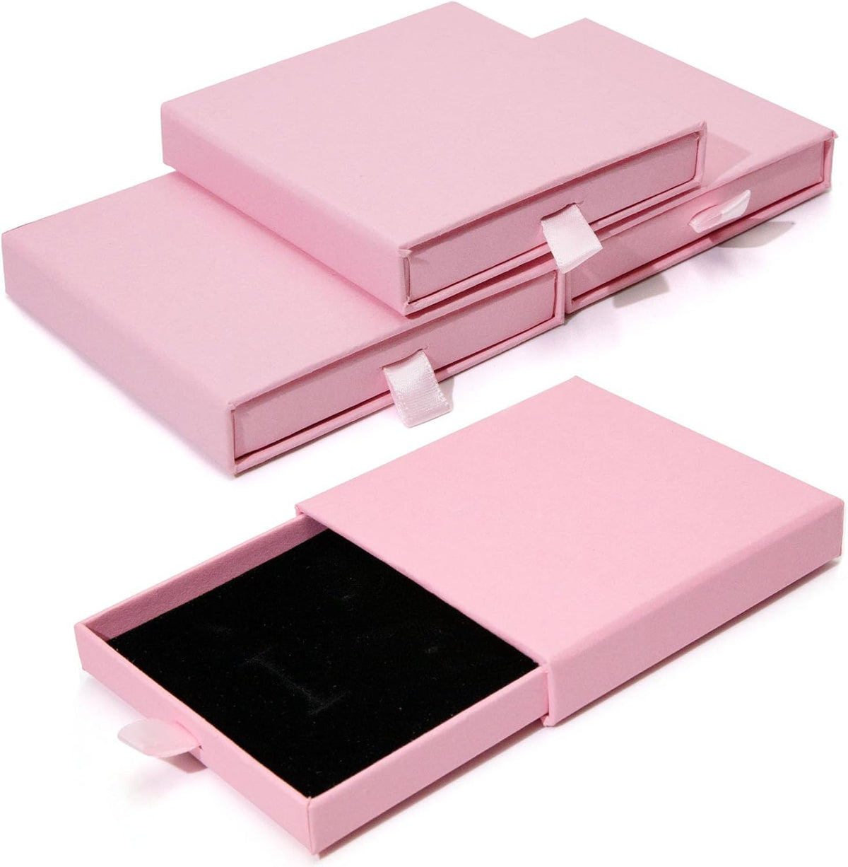 Jewelry Gift Box, 3.53.5x0.7Inch Cardboard Jewelry Organizer, Fancy Necklace Bracelet Earring Drawer, Kraft Empty Jewellery Display for Ring Earring (Pink, 4 Pcs)