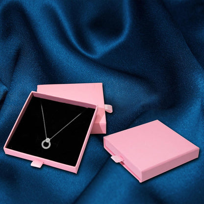 Jewelry Gift Box, 3.53.5x0.7Inch Cardboard Jewelry Organizer, Fancy Necklace Bracelet Earring Drawer, Kraft Empty Jewellery Display for Ring Earring (Pink, 4 Pcs)
