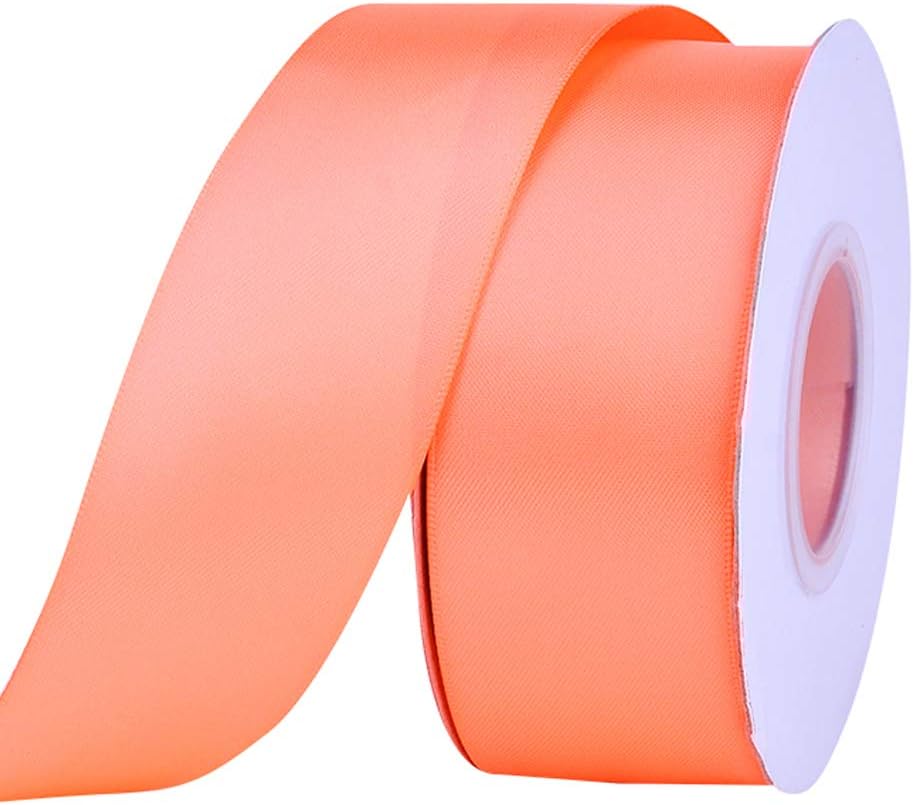 Peach Double Faced Satin Ribbon, 1-1/2 Inch Continuous 25 Yards