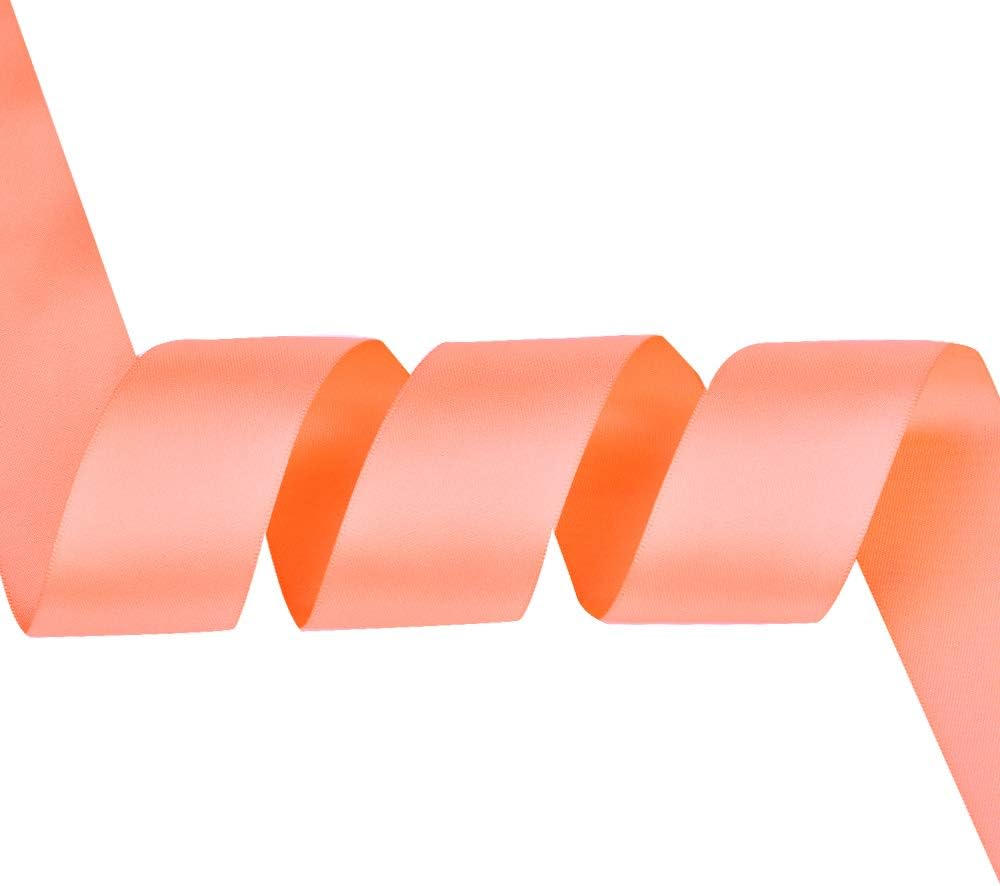 Peach Double Faced Satin Ribbon, 1-1/2 Inch Continuous 25 Yards
