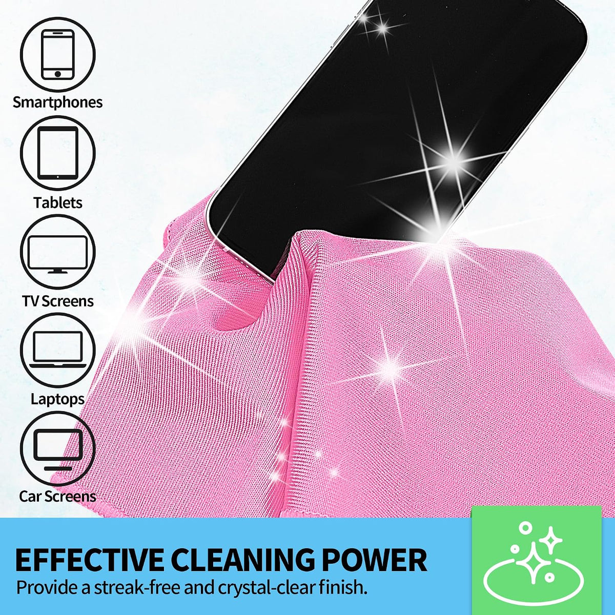 Microfiber Cleaning Cloth, 12 Pack Window Glasses Cleaning Cloth, Reusable Lint-Free Streak Free Polishing Cloth Wipes for Stainless Steel, Eyeglasses, Mirrors, Screens & Lenses,12"*12" Pink