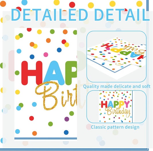 50 Pcs Happy Birthday Paper Napkins 13 x 13 Inches, Disposable Luncheon Dinner Party Napkins Colourful Dots Theme for Cocktail Birthday Party Decorations (Birthday)