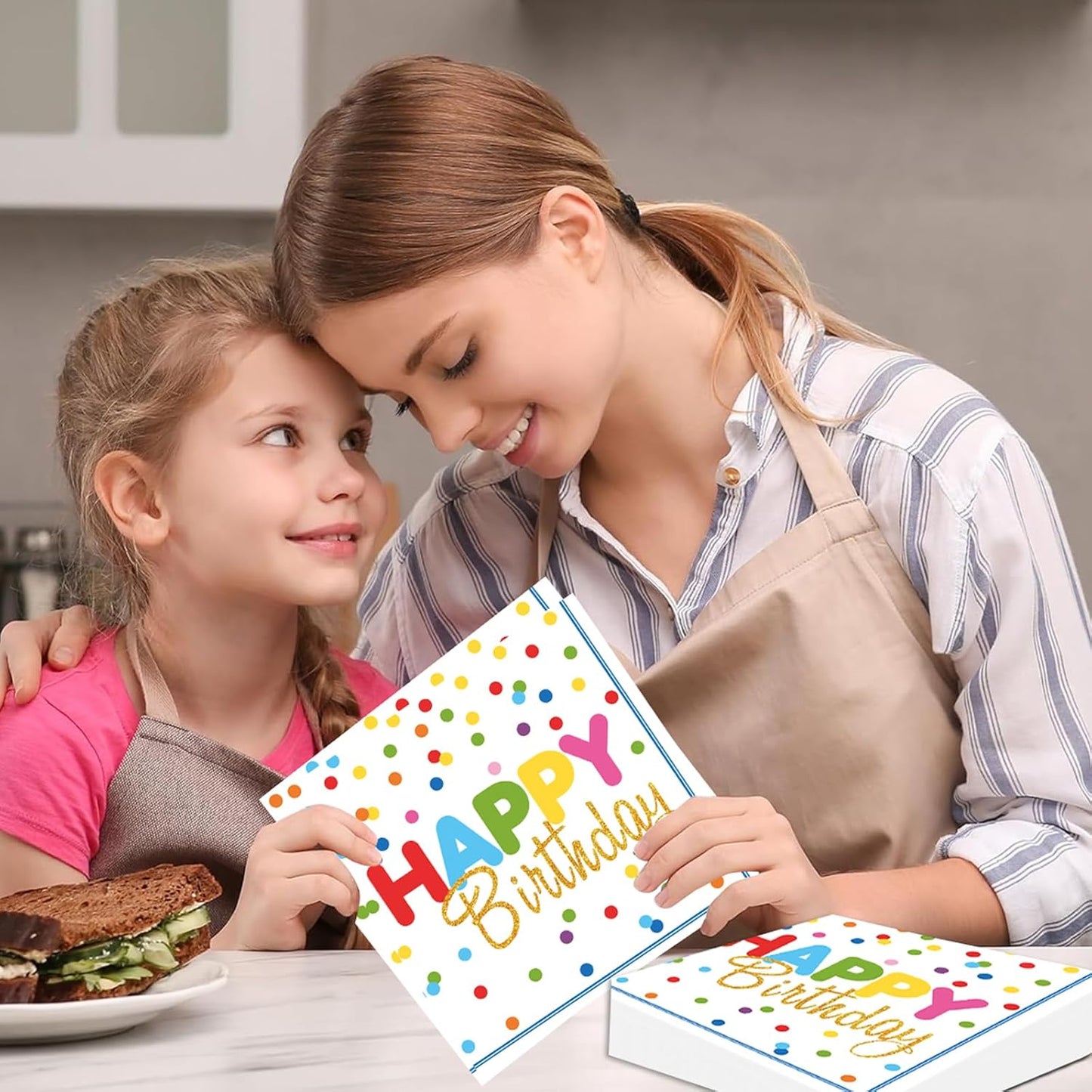50 Pcs Happy Birthday Paper Napkins 13 x 13 Inches, Disposable Luncheon Dinner Party Napkins Colourful Dots Theme for Cocktail Birthday Party Decorations (Birthday)