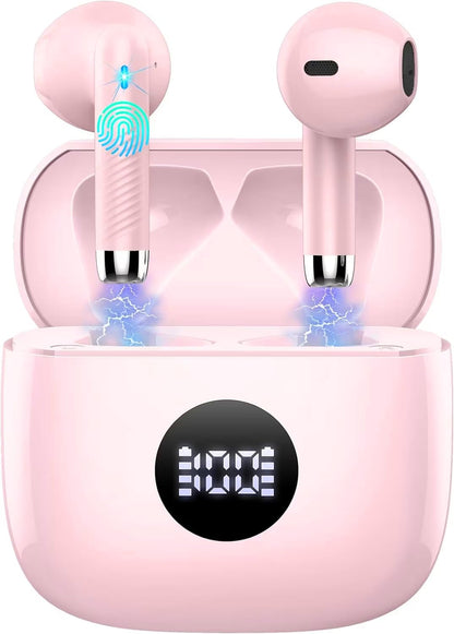 Wireless Bluetooth 5.4 Earbuds, 6D Stereo Ear Buds, LED Power Display