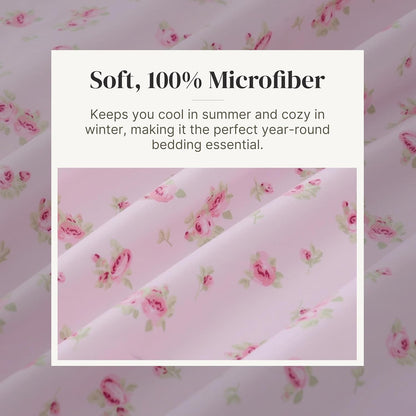 Silky Soft Microfiber and Wrinkle Free Sheets - Luxurious Microfiber Bed Sheets Includes Flat Sheet, Fitted Sheet with Deep Pockets, & Pillowcases Blush, Queen