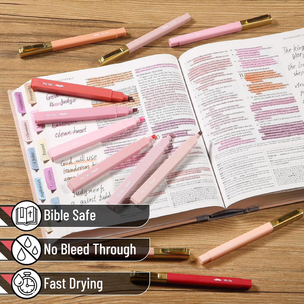 Aesthetic Highlighters and Ballpoint Pens No Bleed, 12 Pack