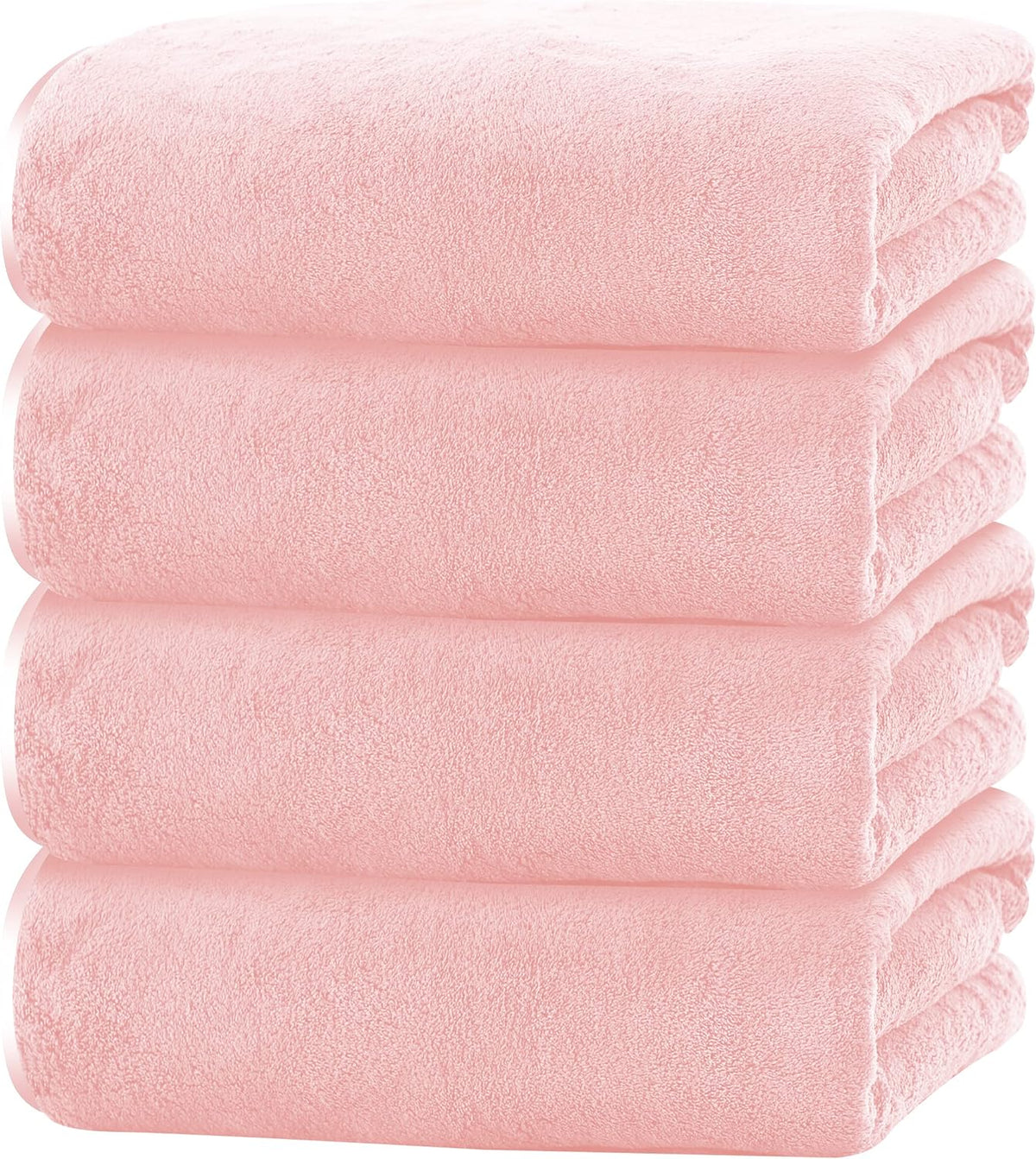 Microfiber 4 Pack Bath Towel Set, Lightweight and Quick Drying, Ultra Soft Highly Absorbent Towels for Bathroom, Gym, Hotel, Beach and Spa (Pink)