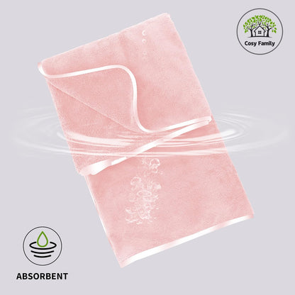 Microfiber 4 Pack Bath Towel Set, Lightweight and Quick Drying, Ultra Soft Highly Absorbent Towels for Bathroom, Gym, Hotel, Beach and Spa (Pink)