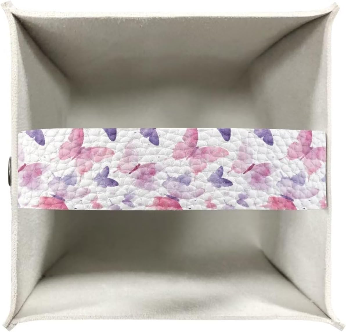 Tissue Box Holder Square Novelty Box Cover Facial White Tissue Box Covers Cube Napkin Organizer Dispenser for Bedroom Office Bathroom Decor, Pink Purple Butterfly Print