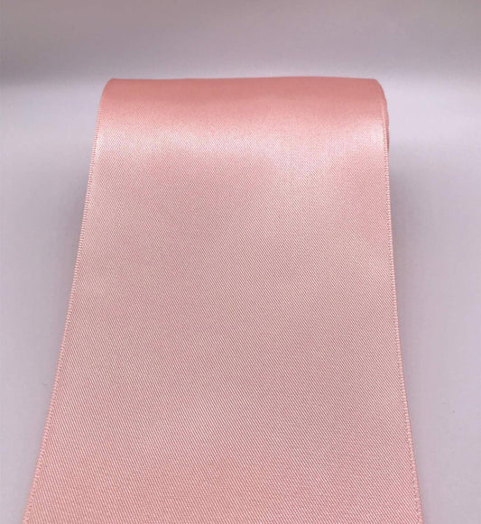 4 Inch Peach Pink Double Face Satin Ribbon Thick Wide Silk Ribbon for Grand Opening Cutting Ceremony Flower Bouquets Christmas Wedding Decorations Chair Sashes Bows, 10 Yards (203-Peach Pink)