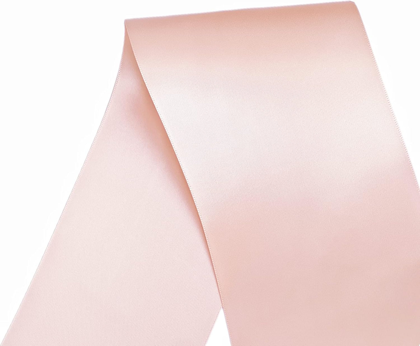 4 Inch Peach Pink Double Face Satin Ribbon Thick Wide Silk Ribbon for Grand Opening Cutting Ceremony Flower Bouquets Christmas Wedding Decorations Chair Sashes Bows, 10 Yards (203-Peach Pink)