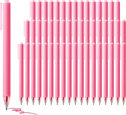 Bulk, 50 Pack Smooth Pink Ink Ballpoint Pen, Wholesale Retractable Pens, No Bleed Aesthetic Click Pen Medium Point, 1.0MM