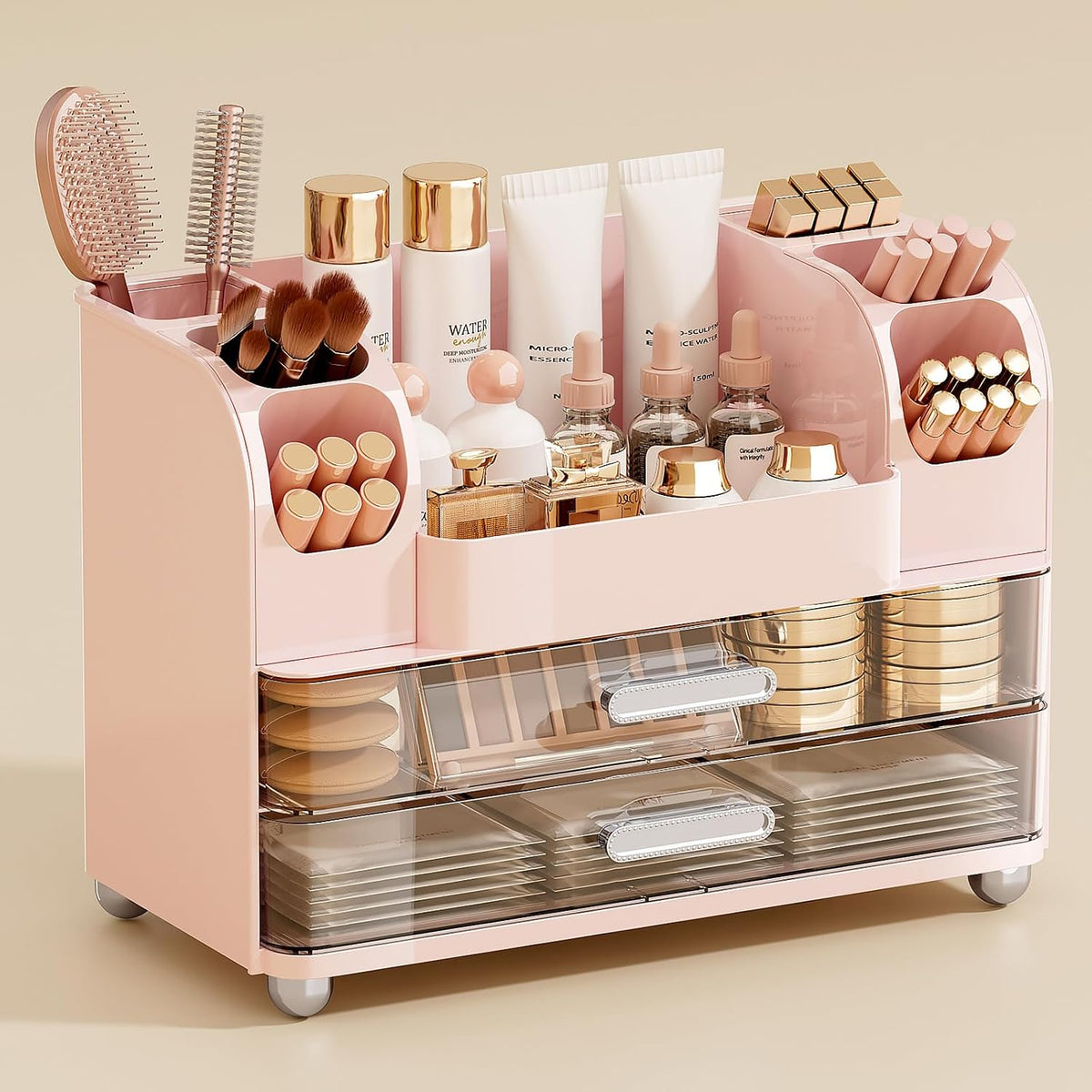 Makeup Organizer Countertop with 2 Large Drawers for Vanity Bathroom