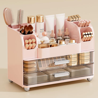 Makeup Organizer Countertop with 2 Large Drawers for Vanity Bathroom