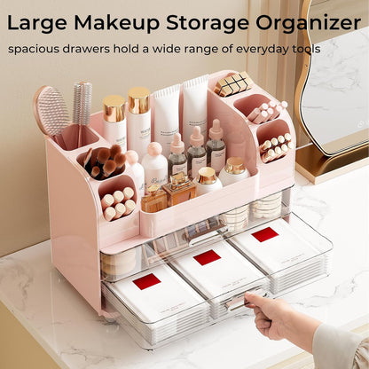 Makeup Organizer Countertop with 2 Large Drawers for Vanity Bathroom