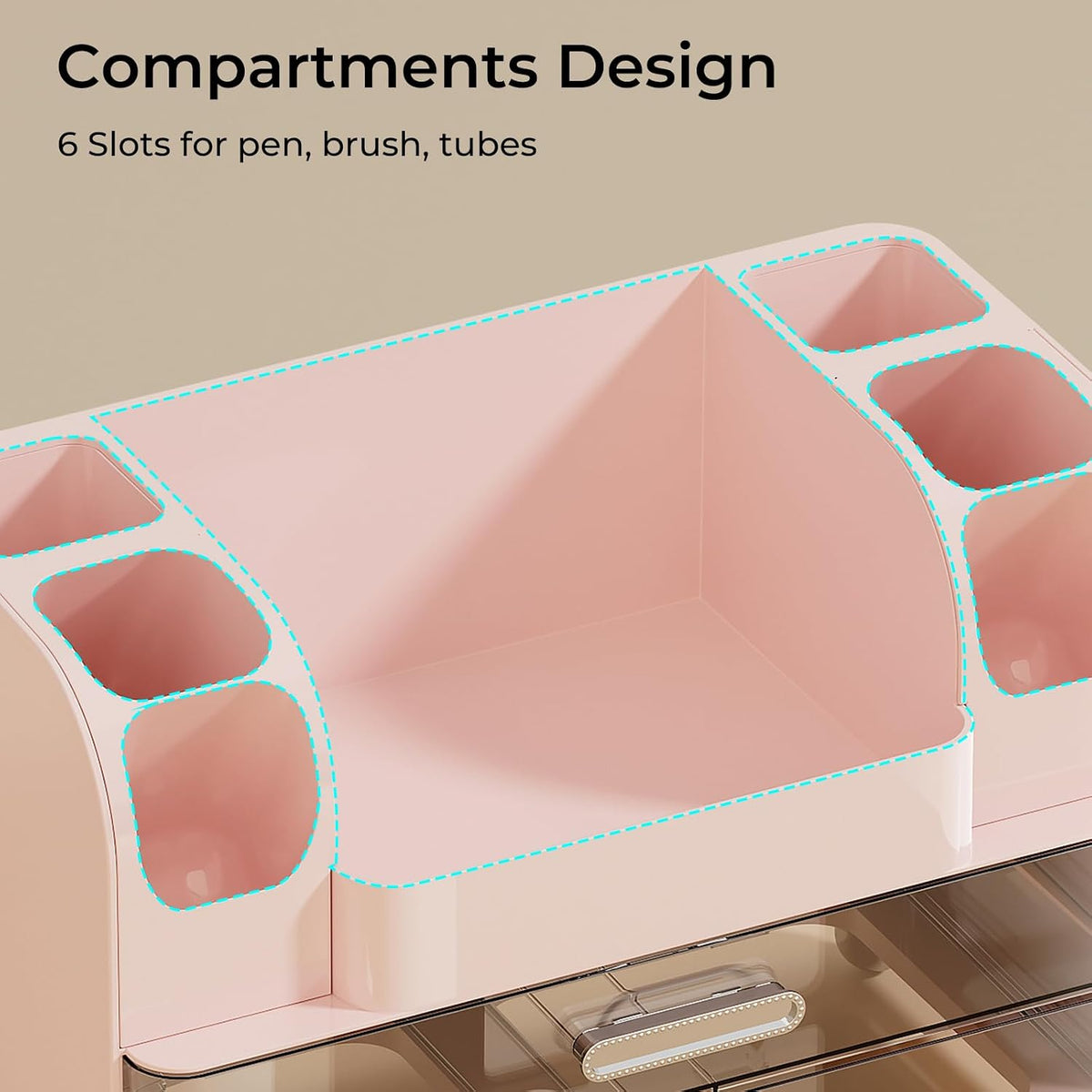 Makeup Organizer Countertop with 2 Large Drawers for Vanity Bathroom