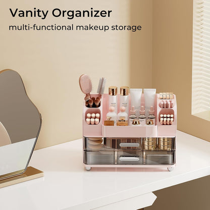 Makeup Organizer Countertop with 2 Large Drawers for Vanity Bathroom