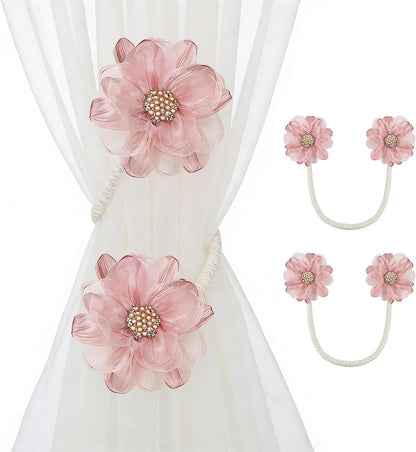 Flower Curtain Holdbacks Tiebacks for Drapes Curtain Ties 2 Pack
