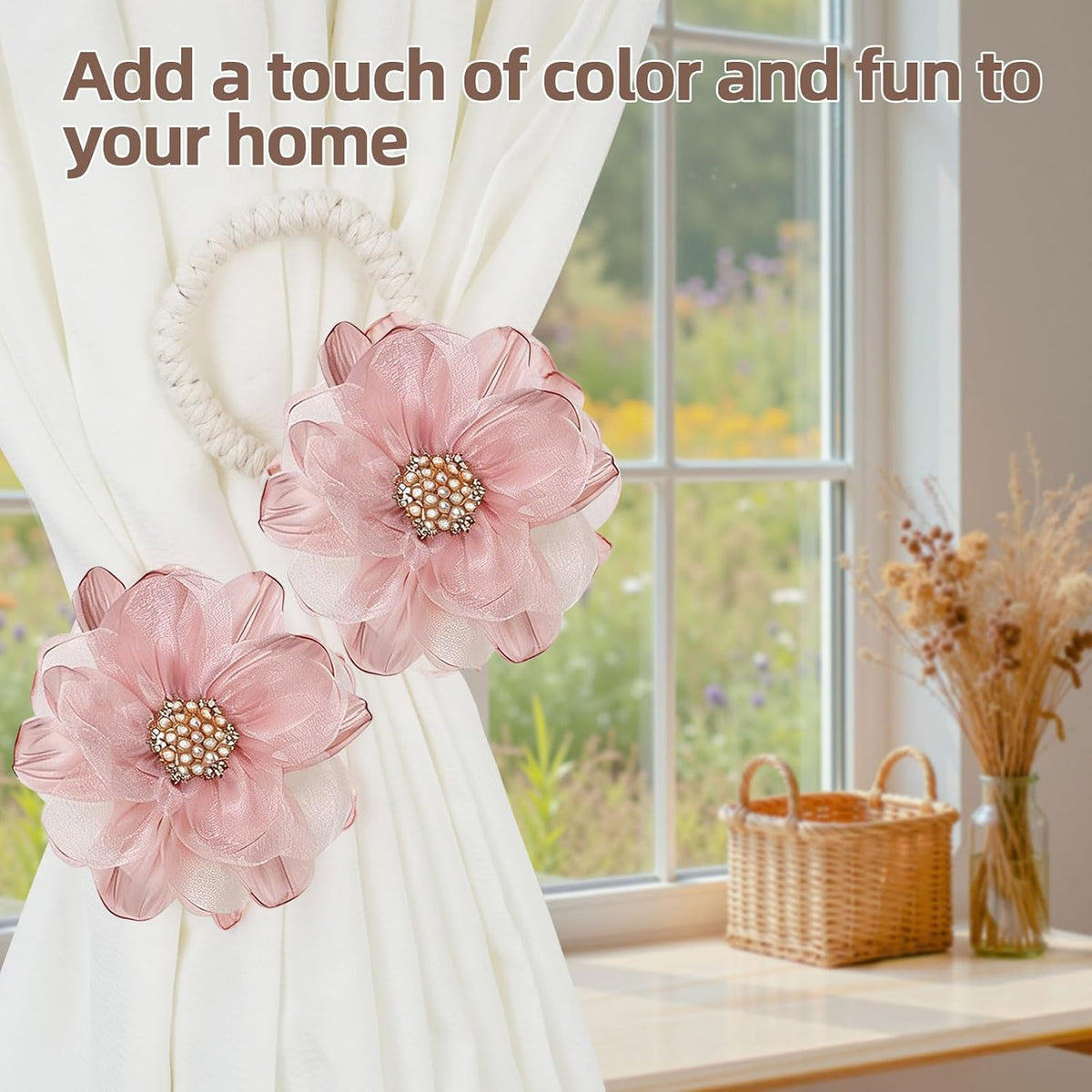 Flower Curtain Holdbacks Tiebacks for Drapes Curtain Ties 2 Pack