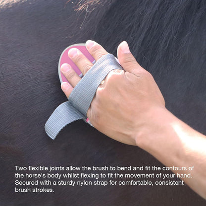 Flexible Finish Horse Grooming Brush - Bendable, Comfortable Hold, Cherry Pink