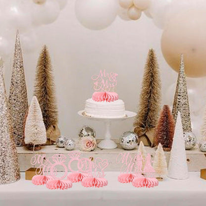8 Pack Mr and Mrs Table Honeycomb Centerpieces Wedding Engagement Party Decorations Wedding Centerpieces for Table Bridal Shower Decorations for Engagement Birthday Party Decorations Pink