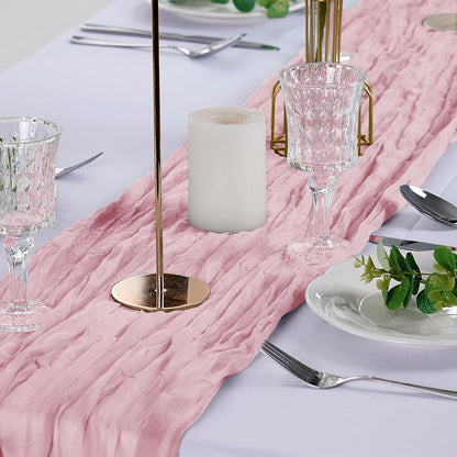 6 Pack Cheesecloth Table Runner 9ft,17 x 108 inch Gauze Table Runner Rustic Romantic Wedding Runner for Wedding Bridal Shower Fall Decoration,Pink