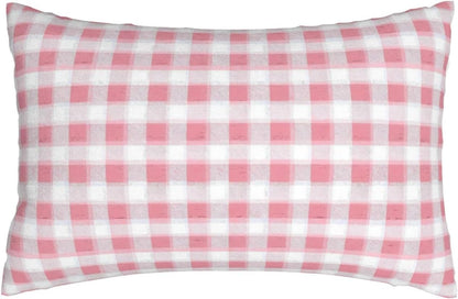 Pastel Pink Gingham (1) Print Plush Pillow Cover with Zipper, Decorative Cushion Cover for Bedroom Living Room (Insert Not Included)