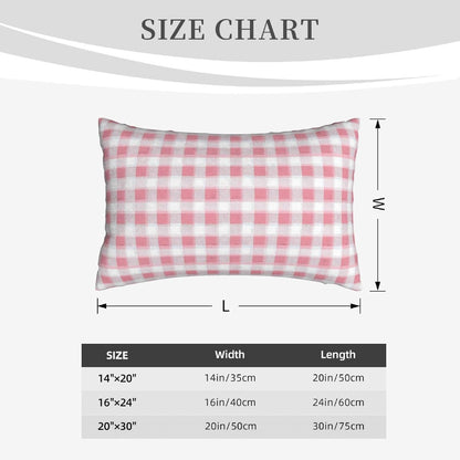 Pastel Pink Gingham (1) Print Plush Pillow Cover with Zipper, Decorative Cushion Cover for Bedroom Living Room (Insert Not Included)