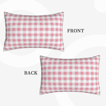 Pastel Pink Gingham (1) Print Plush Pillow Cover with Zipper, Decorative Cushion Cover for Bedroom Living Room (Insert Not Included)