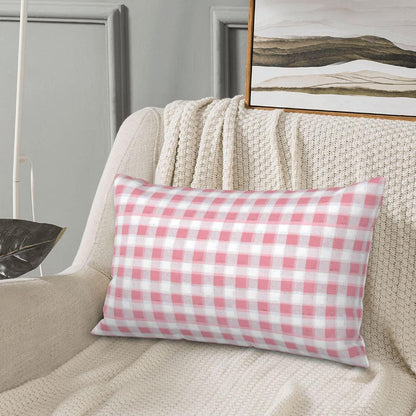 Pastel Pink Gingham (1) Print Plush Pillow Cover with Zipper, Decorative Cushion Cover for Bedroom Living Room (Insert Not Included)