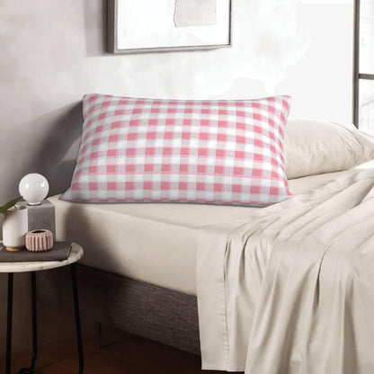 Pastel Pink Gingham (1) Print Plush Pillow Cover with Zipper, Decorative Cushion Cover for Bedroom Living Room (Insert Not Included)