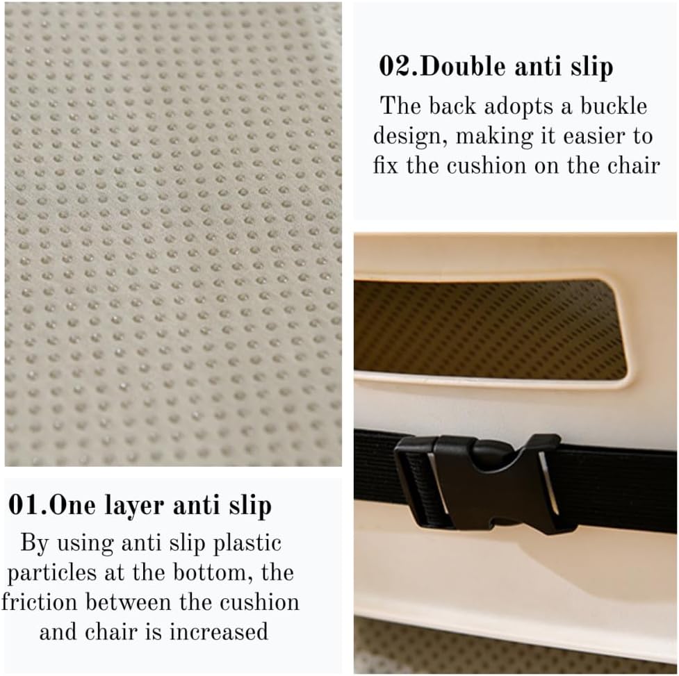 Desk Chair Cushion with High Back Support Office Chair Seat Pad with Non-Slip Bottom for Office Car Home Dining Room Kitchen