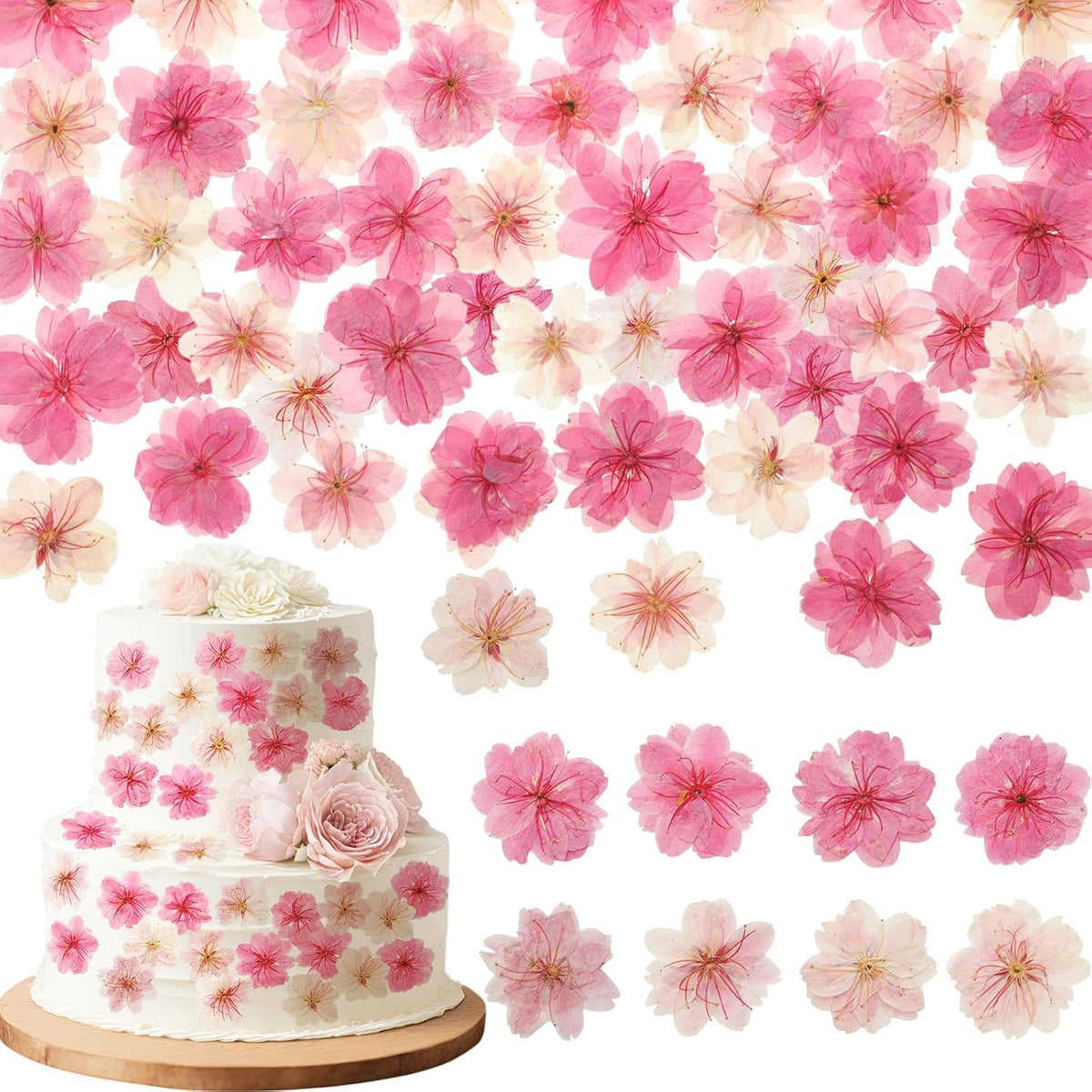 96 Pcs Pressed Edible Flowers for Cake Decoration