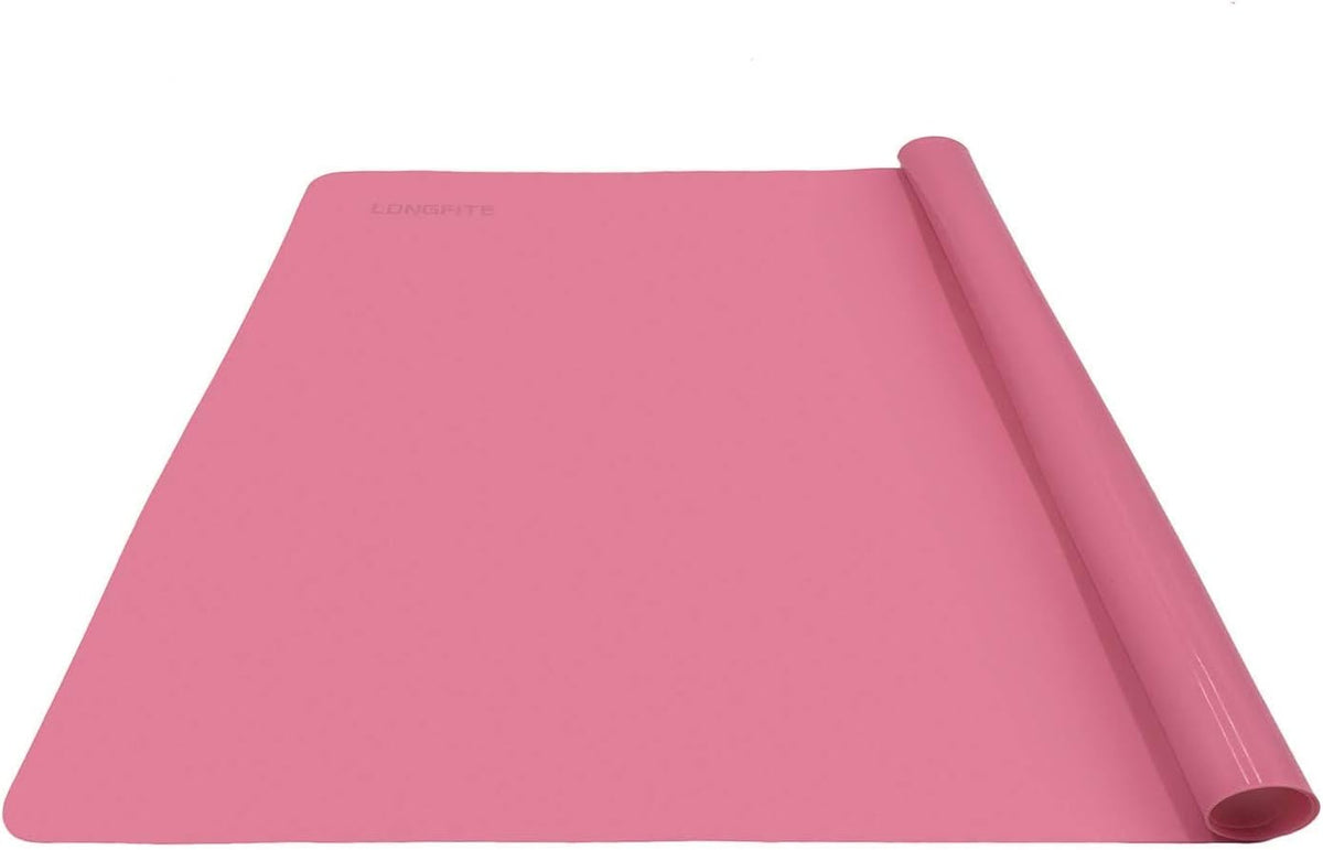 Silicone Baking Mat for Dough Rolling Pastry Fondant Mat Large Nonstick and Nonskid Heat Resistent, Countertop Protector, Dining Table Mat and Placemat (Large, Pink)