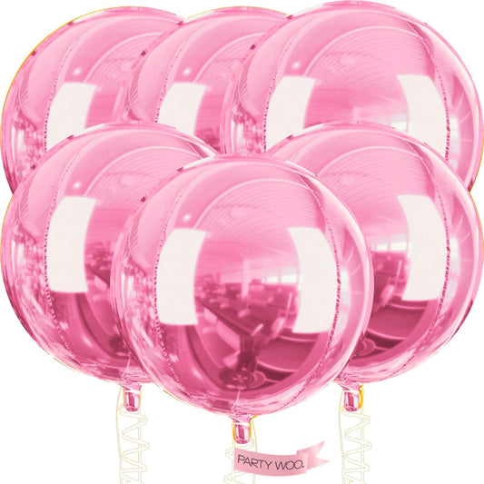 Pearl Pink Foil Balloons 6pcs Large Round Giant Jumbo 4D Balloons