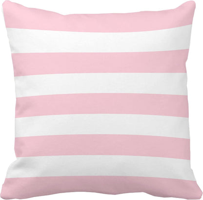 Pink and White Stripe Set of 2 18x18 Inch Cotton Polyester Square Throw Pillow Cover Decorative Soft Cushion Case Fall Autumn Winter Christmas Home Decor Sofa Standard Size Accent Pillowcase