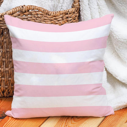 Pink and White Stripe Set of 2 18x18 Inch Cotton Polyester Square Throw Pillow Cover Decorative Soft Cushion Case Fall Autumn Winter Christmas Home Decor Sofa Standard Size Accent Pillowcase