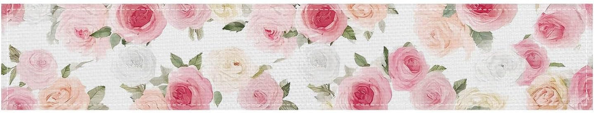 Pink Rose Table Runner Floral Decor 13x72 Inch Burlap