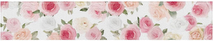Pink Rose Table Runner Floral Decor 13x72 Inch Burlap