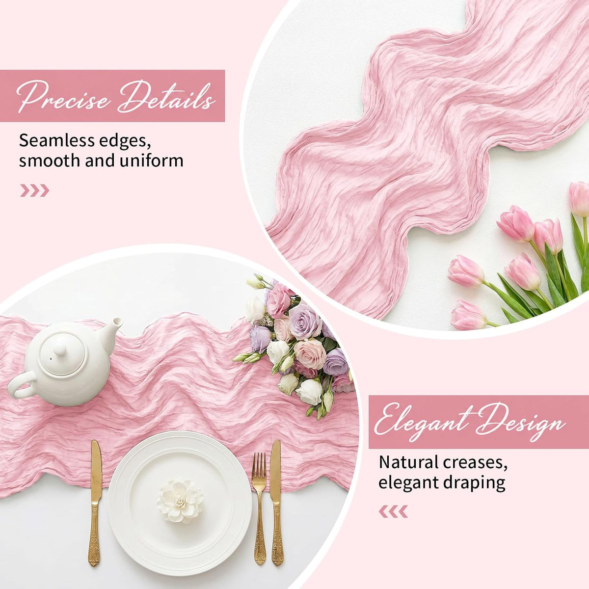 8 Pack Light Pink 17 x 108 Inch Cheesecloth Table Runner - Boho Gauze Sheer Fabric for Wedding Baby Shower Party Home Decor