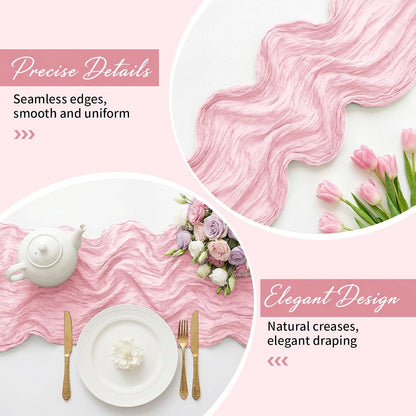 8 Pack Light Pink 17 x 108 Inch Cheesecloth Table Runner - Boho Gauze Sheer Fabric for Wedding Baby Shower Party Home Decor